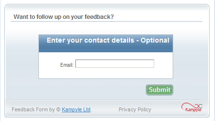 Feedback form with contact info optional